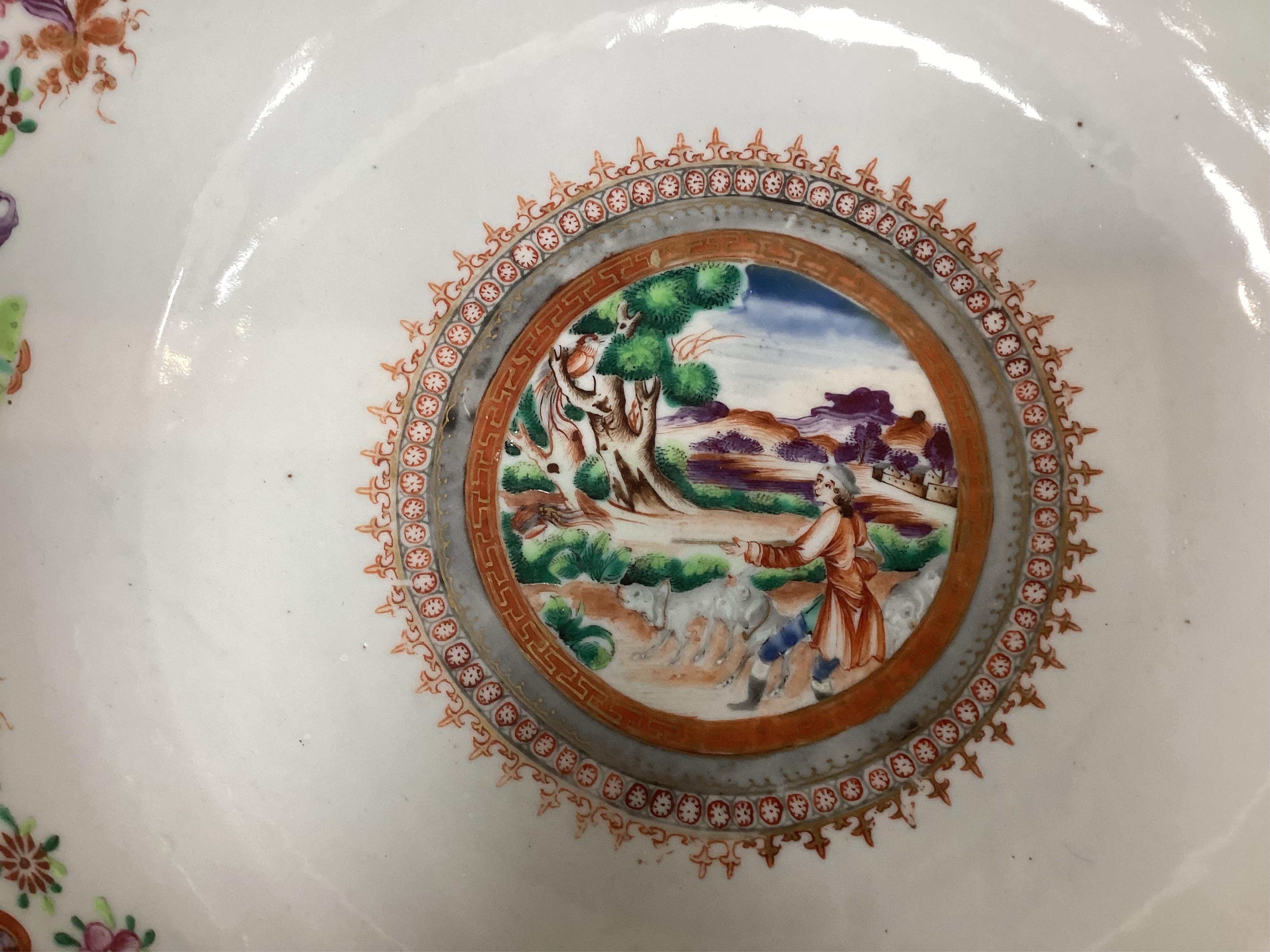 A Chinese export European subject ‘hunting’ punch bowl, Qianlong period